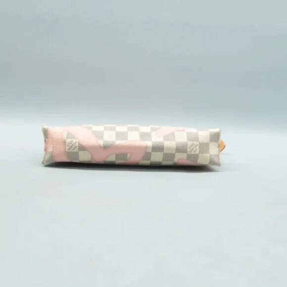 Auth Louis Vuitton Toiletry Pouch White Damier Azur Canvas Clutch Bag 835-092224 - Picture 6 of 12